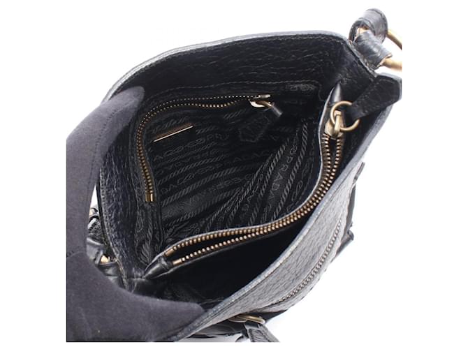 Borsa con logo Triangle Prada Nero - vista 3