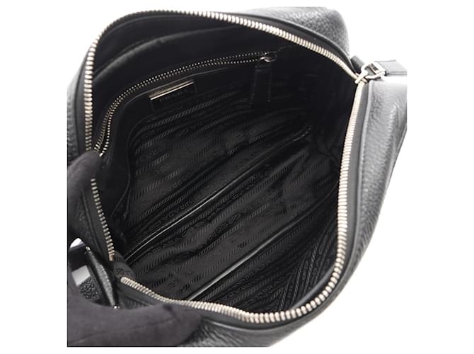 Borsa a tracolla con logo Triangle Prada Nero - vista 3
