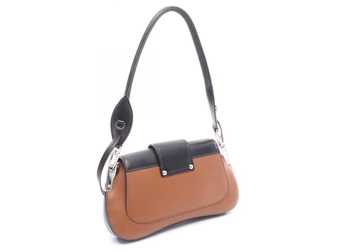 Borsa a Spalla Prada City Calf Marrone Nero - vista 2