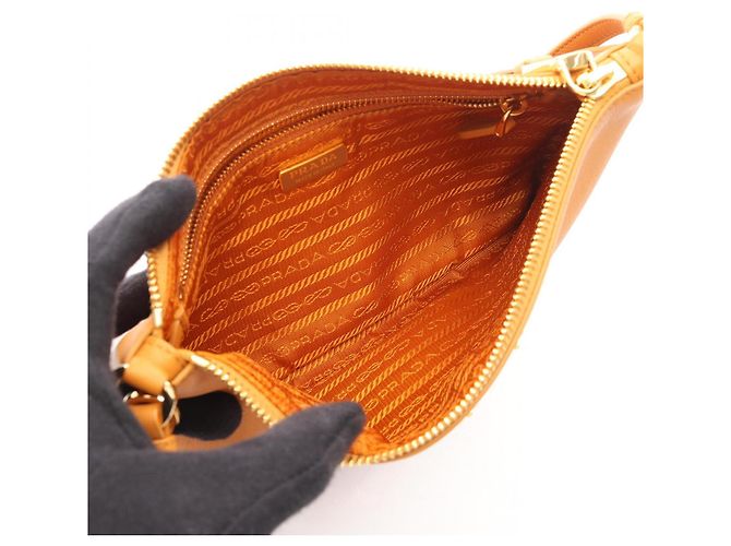 Prada Soft Grain Orange Shoulder Bag - view 3