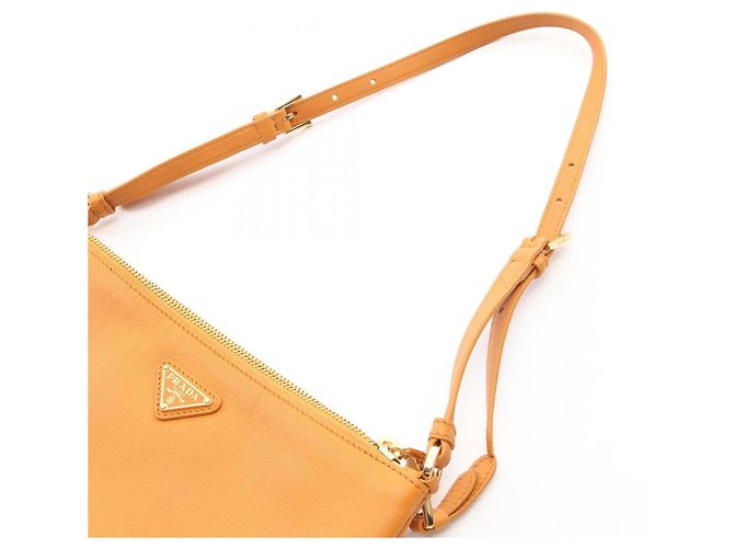 Prada Soft Grain Orange Shoulder Bag - view 6