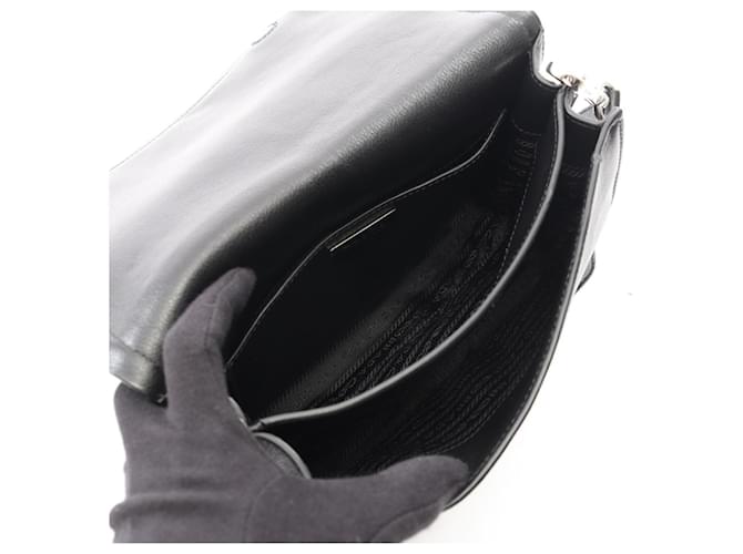 Borsa a tracolla Prada GLACE'CALF Nero - vista 3
