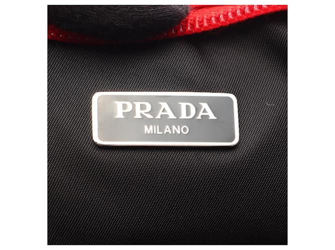 Saffiano Sac à main Prada Re-Nylon Pet Bag Noir Rouge - vue 4