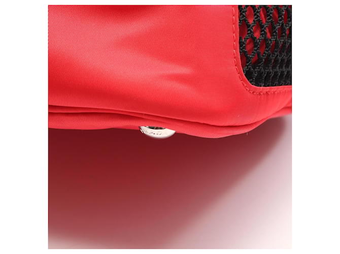 Saffiano Sac à main Prada Re-Nylon Pet Bag Noir Rouge - vue 7