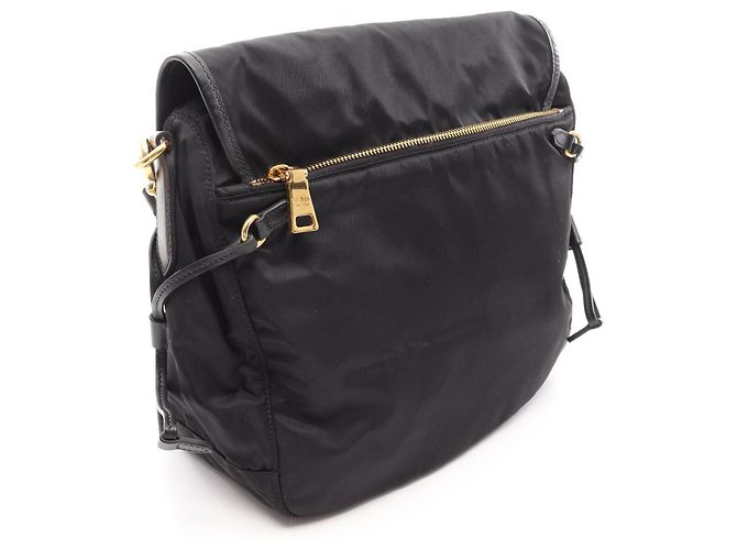 Borsa a Spalla Prada Tessuto Saffiano Nero - vista 2