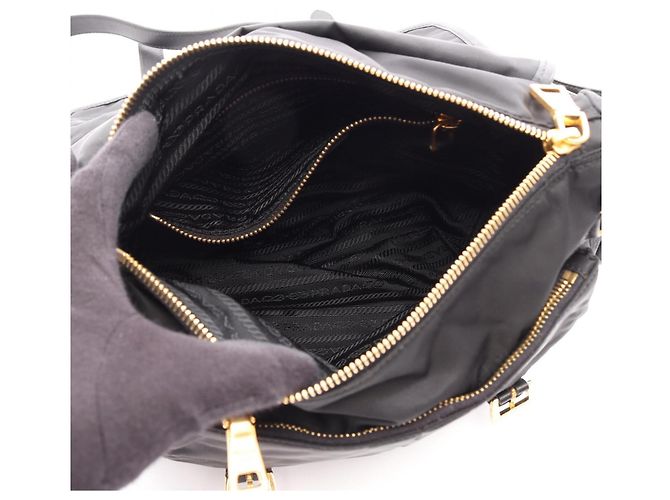 Borsa a Spalla Prada Tessuto Saffiano Nero - vista 3