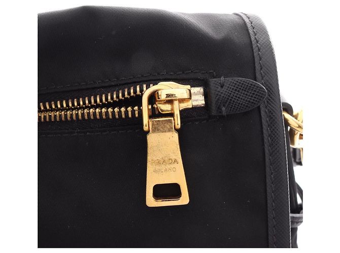 Borsa a Spalla Prada Tessuto Saffiano Nero - vista 7