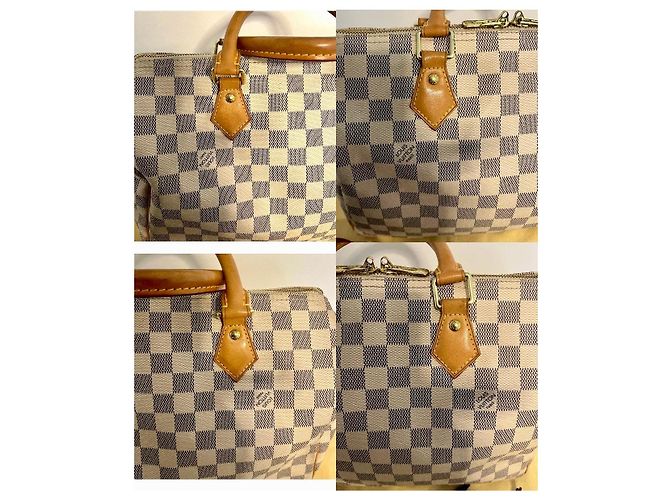 Louis Vuitton Speedy 30 Bandoulière Damier Azur Bianco Blu - vista 10