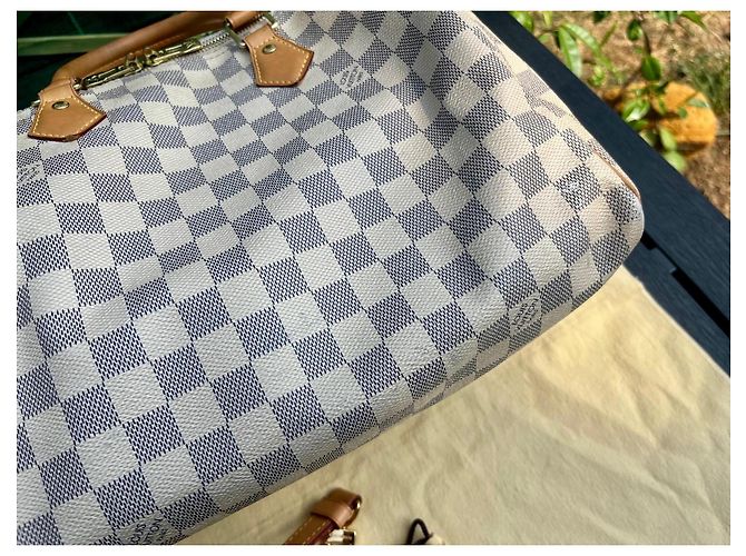 Louis Vuitton Speedy 30 Bandoulière Damier Azur Bianco Blu - vista 14