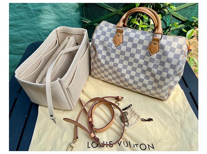 Louis Vuitton Speedy 30 Bandoulière Damier Azur Bianco Blu - vista 2
