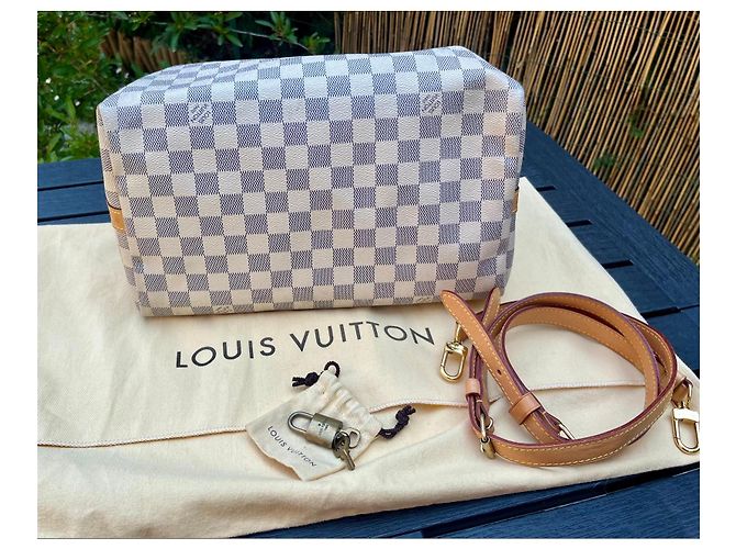 Louis Vuitton Speedy 30 Bandoulière Damier Azur Bianco Blu - vista 4
