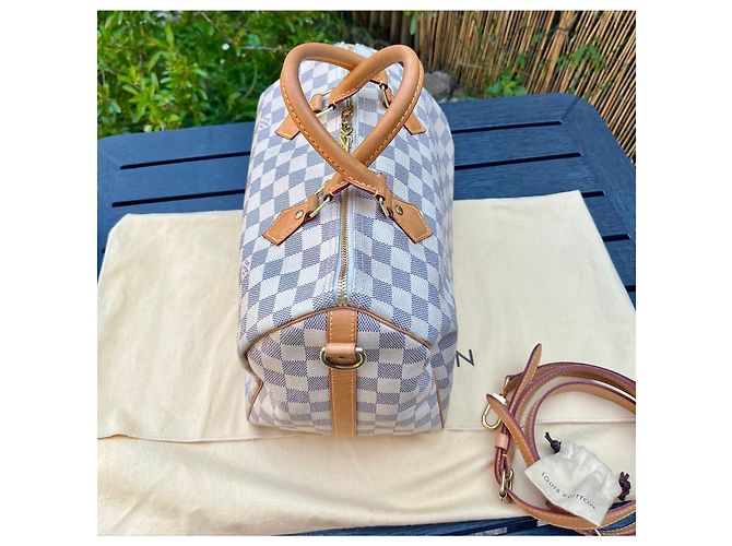 Louis Vuitton Speedy 30 Bandoulière Damier Azur Bianco Blu - vista 6