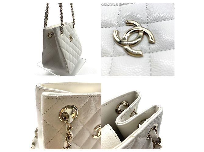 Borsa a Spalla Chanel Matelassé Mini Bucket Chain Bianco - vista 5