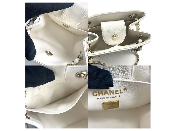 Borsa a Spalla Chanel Matelassé Mini Bucket Chain Bianco - vista 6