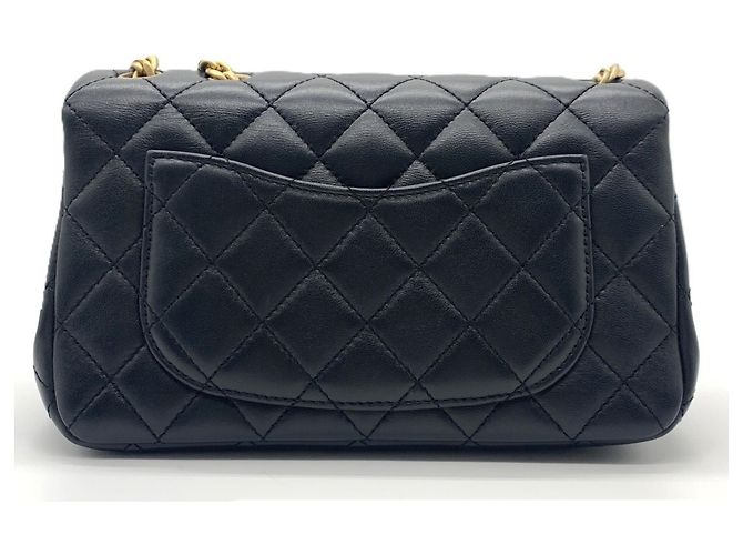 Borsa a Spalla Chanel Mini Matelassé 20 Camellia Chain Nero - vista 2