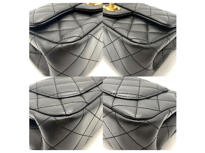 Borsa a Spalla Chanel Mini Matelassé 20 Camellia Chain Nero - vista 3