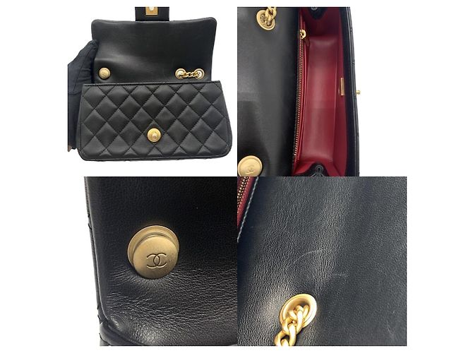 Borsa a Spalla Chanel Mini Matelassé 20 Camellia Chain Nero - vista 6