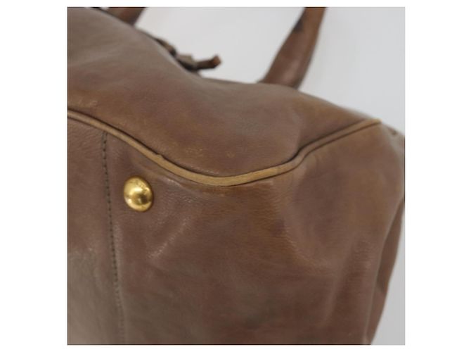 PRADA Handtasche Leder Braun Gold Auth 192531 Golden - Ansicht 10