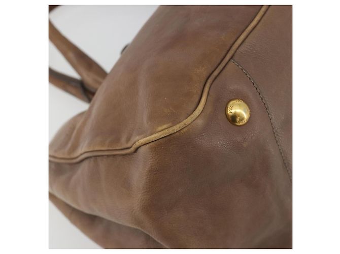 PRADA Handtasche Leder Braun Gold Auth 192531 Golden - Ansicht 11