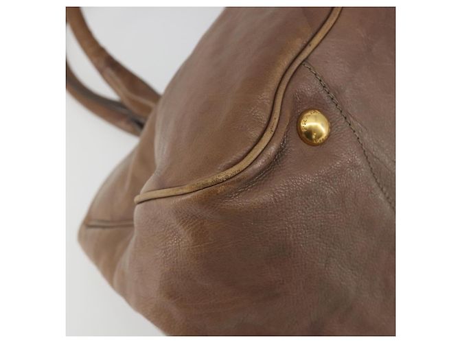 PRADA Handtasche Leder Braun Gold Auth 192531 Golden - Ansicht 13