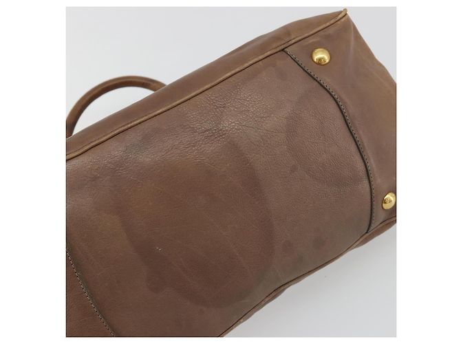 PRADA Handtasche Leder Braun Gold Auth 192531 Golden - Ansicht 14