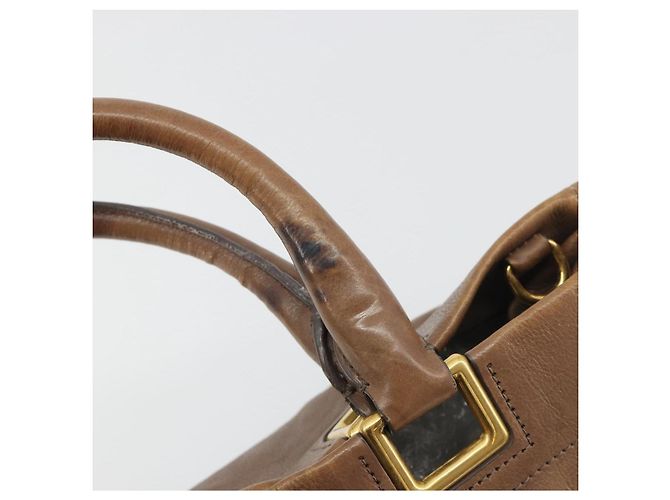 PRADA Handtasche Leder Braun Gold Auth 192531 Golden - Ansicht 15