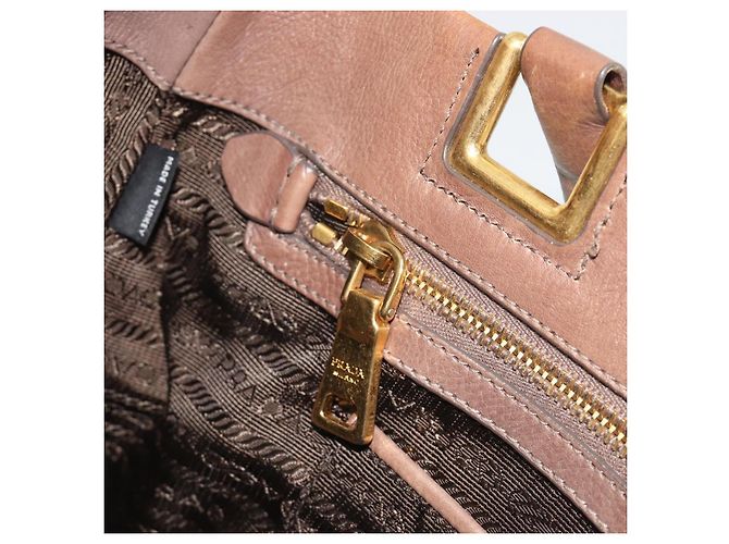PRADA Handtasche Leder Braun Gold Auth 192531 Golden - Ansicht 21
