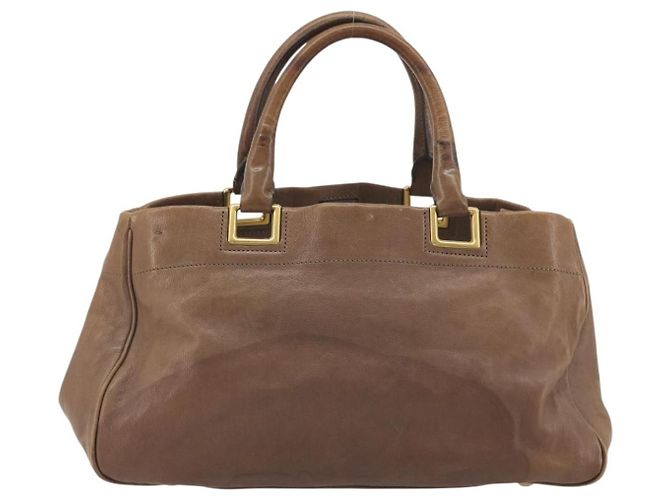 PRADA Handtasche Leder Braun Gold Auth 192531 Golden - Ansicht 3