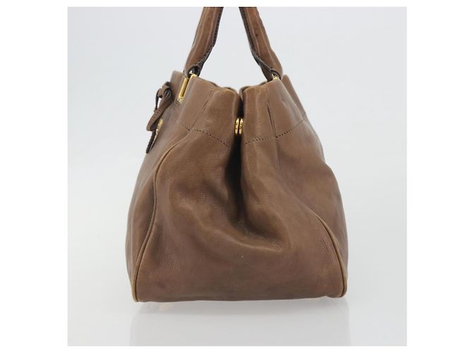PRADA Handtasche Leder Braun Gold Auth 192531 Golden - Ansicht 4