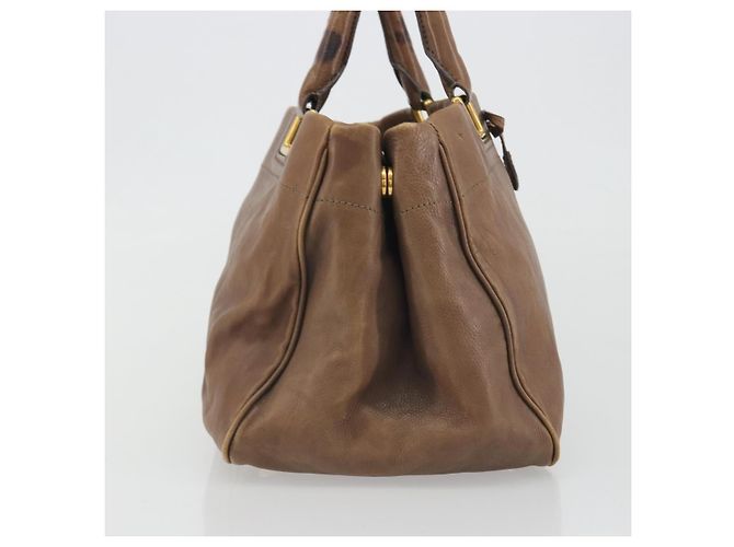PRADA Handtasche Leder Braun Gold Auth 192531 Golden - Ansicht 5