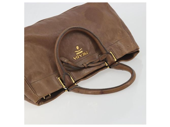 PRADA Handtasche Leder Braun Gold Auth 192531 Golden - Ansicht 6