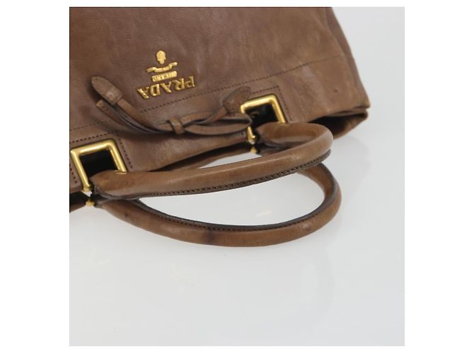 PRADA Handtasche Leder Braun Gold Auth 192531 Golden - Ansicht 7