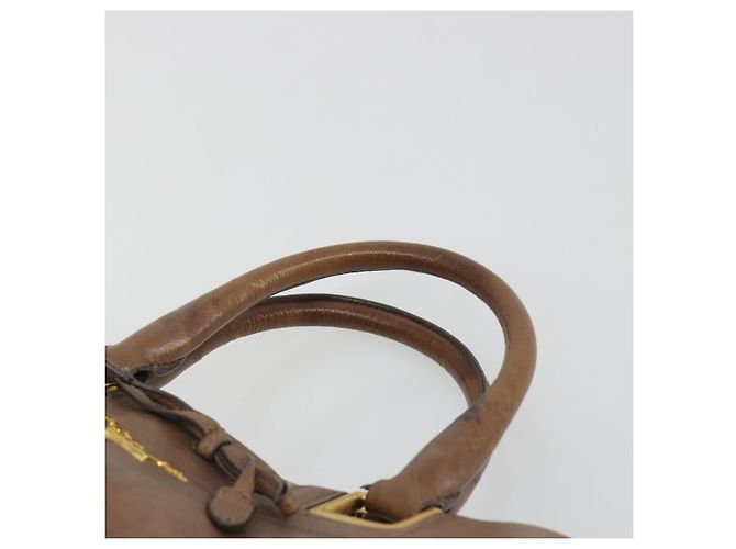 PRADA Handtasche Leder Braun Gold Auth 192531 Golden - Ansicht 8