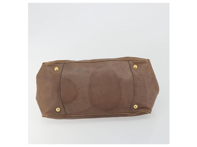 PRADA Handtasche Leder Braun Gold Auth 192531 Golden - Ansicht 9