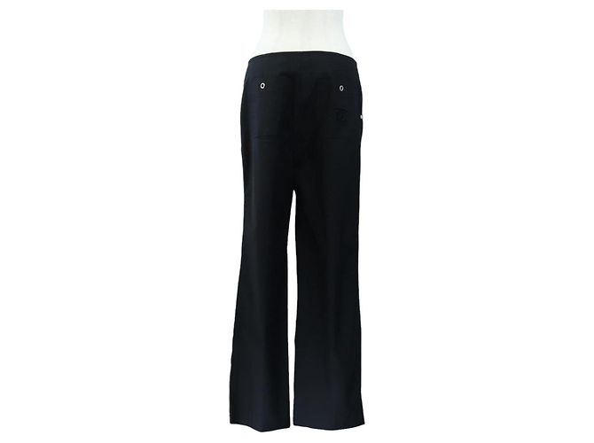 Pantalones CHANEL Rayón Negro CC Auth BA14244V - vista 2