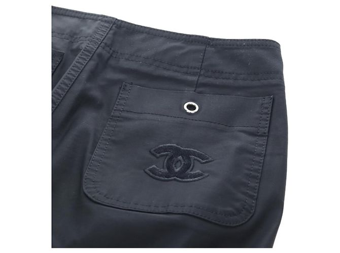 Pantalones CHANEL Rayón Negro CC Auth BA14244V - vista 9