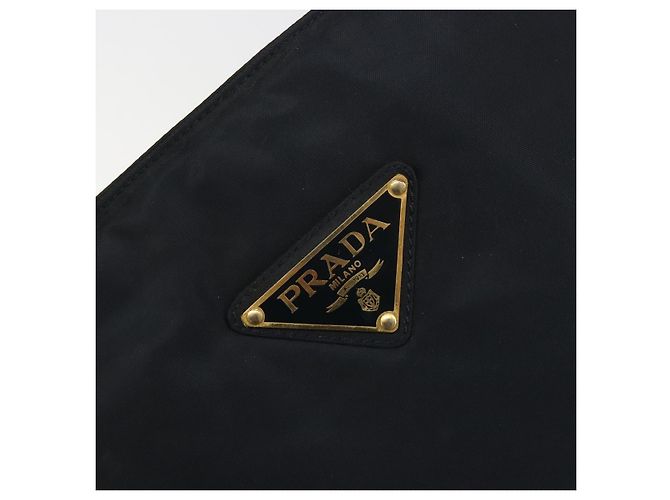 Borsa a tracolla con catena PRADA Nylon Navy Gold Auth 193568A D'oro Blu navy - vista 14