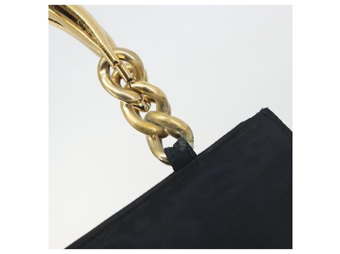 Borsa a tracolla con catena PRADA Nylon Navy Gold Auth 193568A D'oro Blu navy - vista 15