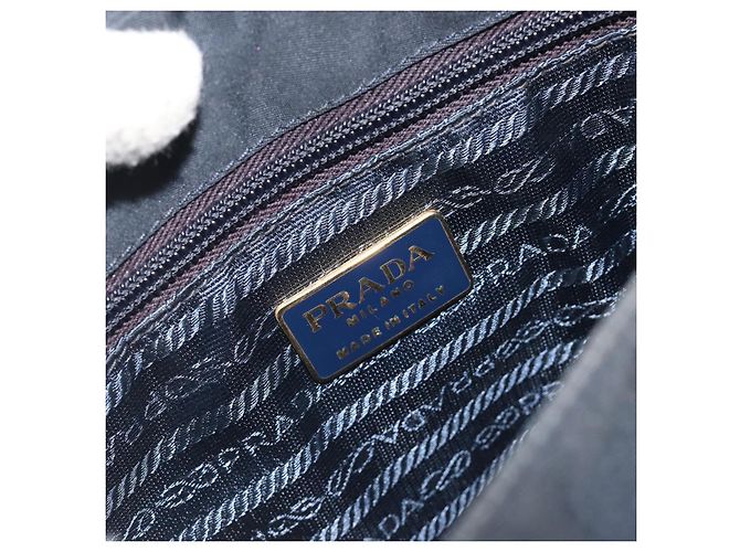 Borsa a tracolla con catena PRADA Nylon Navy Gold Auth 193568A D'oro Blu navy - vista 16
