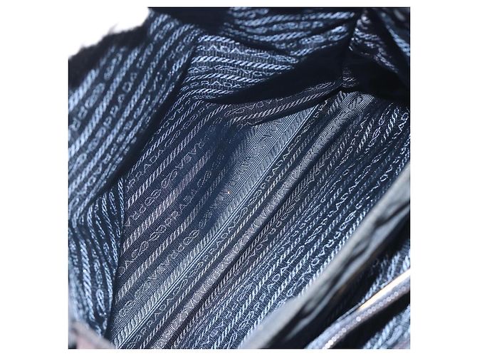 Borsa a tracolla con catena PRADA Nylon Navy Gold Auth 193568A D'oro Blu navy - vista 22