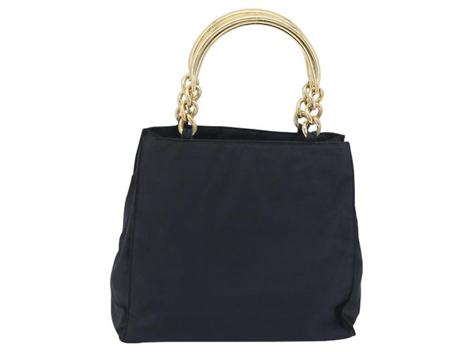 Borsa a tracolla con catena PRADA Nylon Navy Gold Auth 193568A D'oro Blu navy - vista 3