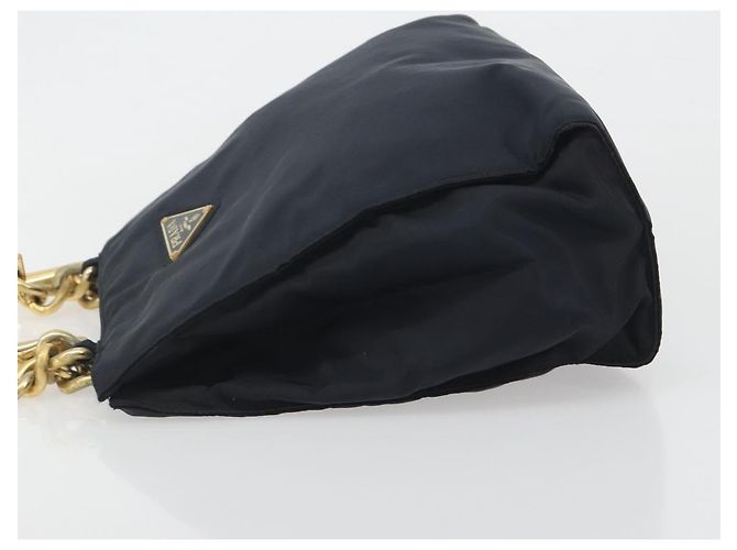 Borsa a tracolla con catena PRADA Nylon Navy Gold Auth 193568A D'oro Blu navy - vista 5