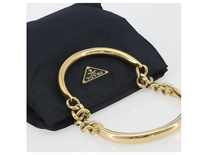 Borsa a tracolla con catena PRADA Nylon Navy Gold Auth 193568A D'oro Blu navy - vista 6