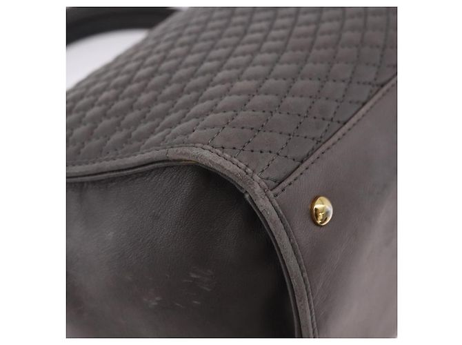 BALLY Handtasche aus Leder Grau Goldfarben Auth gh2329 Braun - Ansicht 12