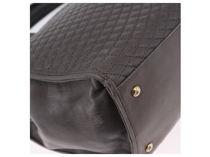 BALLY Handtasche aus Leder Grau Goldfarben Auth gh2329 Braun - Ansicht 14