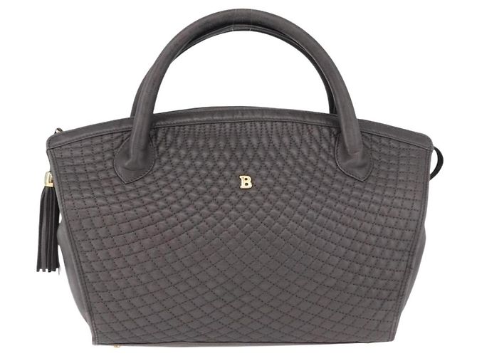 BALLY Handtasche aus Leder Grau Goldfarben Auth gh2329 Braun - Ansicht 2
