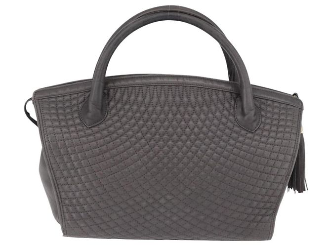 BALLY Handtasche aus Leder Grau Goldfarben Auth gh2329 Braun - Ansicht 3