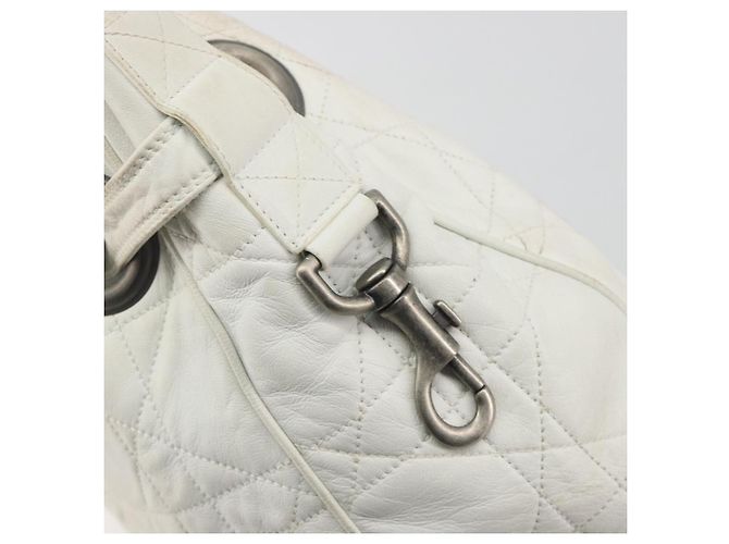 Christian Dior Canage Tote Bag Leder Weiß Silber Auth bs36672A - Ansicht 14
