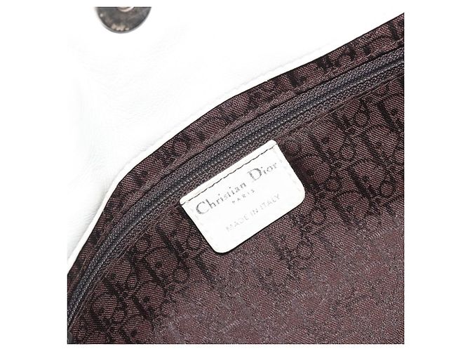 Christian Dior Canage Tote Bag Leder Weiß Silber Auth bs36672A - Ansicht 16