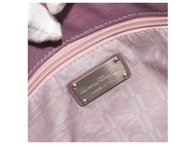 Borsa a Spalla Salvatore Ferragamo Gancini in Pelle Viola Argento Auth BA14654 Porpora - vista 17